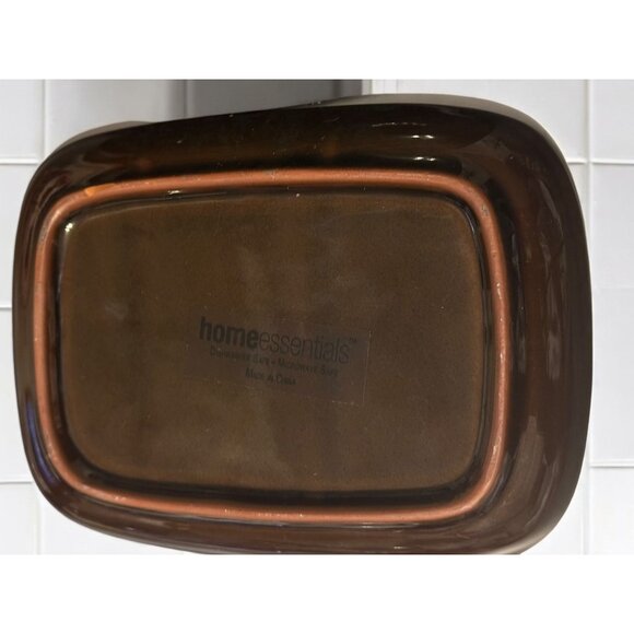 Vintage Style Home Essentials Porcelain Butter Dish With Lid Brown & Green Glaz - Picture 4 of 5